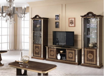 Italienische Wohnwand Möbel Schrank Vitrine rtv 3tlg. Set Luxus tv vitrinen glas