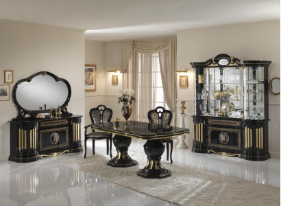 Klassischer Design Esstisch Tisch Italienische Stil Möbel Tische Schwarz Gold