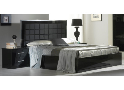 Schlafzimmer Möbel 3tlg. Set Hotel Bett + 2 Nachttische Hochglanz Betten Italien