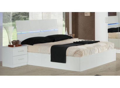 Doppelbett Bett 2x Nachttische Holz Design Betten Modern Stil 3tlg. LED Licht