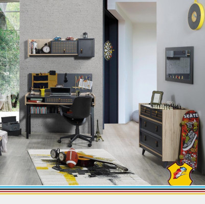 Jugendzimmer Kommode mit Spiegel Luxus Konsole Kommoden Möbel Blau