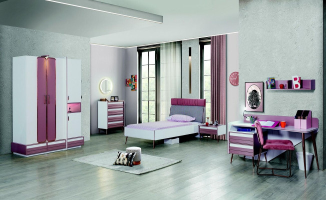 Kommode mit Spiegel Holz Kommoden Möbel Schrank Kinderzimmer Rosa Neu