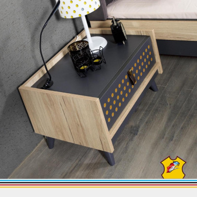 Designer Kinderzimmer Schlafzimmer Nachttisch Bett Kleiderschrank 3tlg