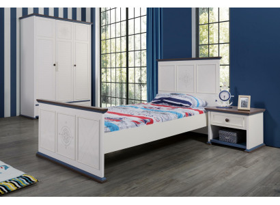 Jugendzimmer Bett Nachttisch Möbel Kleiderschrank Komplette 3tlg. 