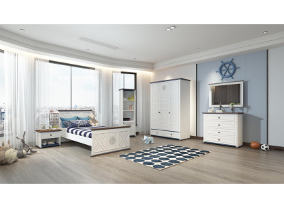 Kinderzimmer Set Bett Nachttisch Kleiderschrank Kommode Schlafzimmer 6tlg.