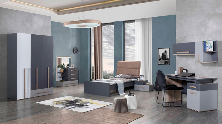 Kinderzimmer Set Bett Nachttisch Jugendzimmer Modern Design 6tlg.