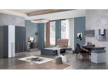 Kinderzimmer Set Bett Nachttisch Jugendzimmer Modern Design 6tlg.