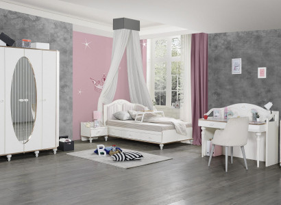 Schlafzimmer Set 5tlg. Bett Nachttisch Schreibtisch Kinderbett Möbel