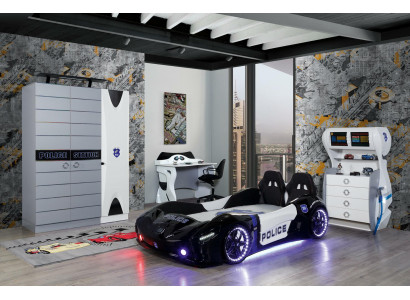 Kinderzimmer Jugendzimmer Set Autobett Kleiderschrank Schreibtisch 4tlg