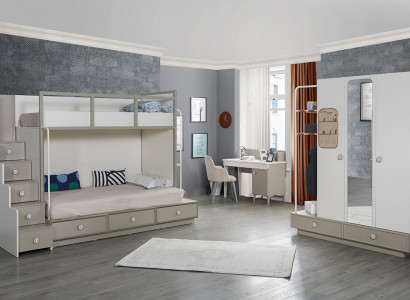 Kinderzimmer Schlafzimmer Set Holz Möbel Etagenbett Hochbett Tisch 3tlg