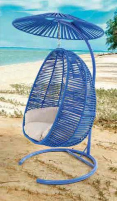 Schalensessel oval Rattan in rot Edelstahl für komfortable Entspannung Neu