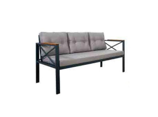 Moderne Graue Gartenmöbel Garnitur Sessel Hocker Tisch Veranda 4tlg. Set