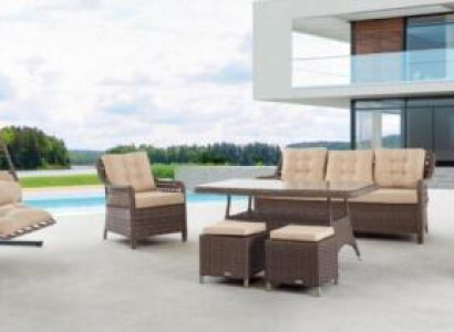 Gartenmöbel Sofagarnitur Tisch Sessel Sitzgruppen Veranda Hocker 6tlg.