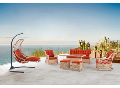 Sofagarnitur Gartenmöbel Tisch Hocker Sessel Veranda Sitzgruppe 6tlg.