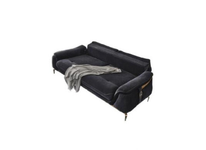 Design Chesterfield Wohnzimmer 3 Sitzer Textil Couch Schwarz Polster