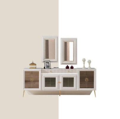 Sideboard mit Spiegel Holz Massiv Schubladen Wohnzimmer Sideboards