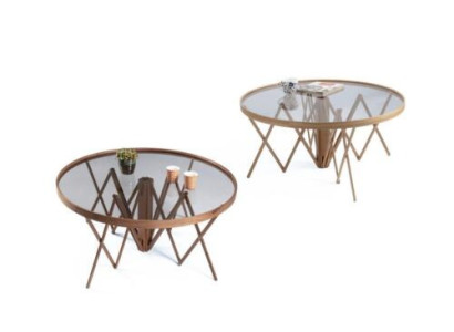 Designer Wohnzimmer Set 2x Couchtische Rund Kaffee Tisch Luxus Möbel