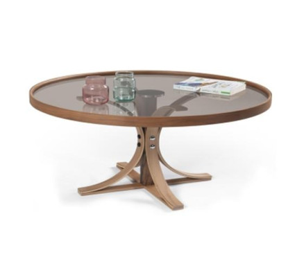 Couchtisch Braun Holz Designer Kaffee Tisch Wohnzimmer Glastisch Möbel