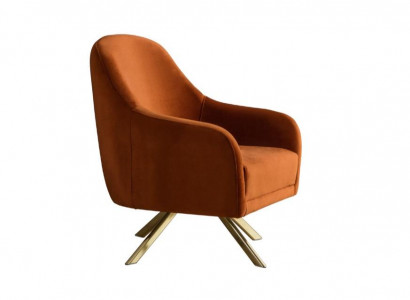 Oranger Armlehnensessel Edelstahlfüße Moderner Einsitzer Polster Möbel