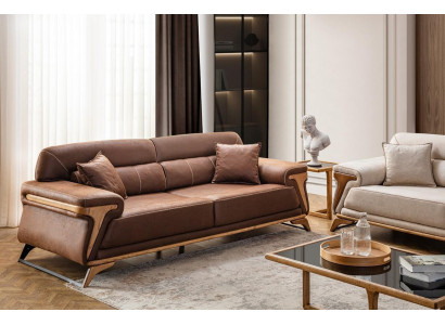Stilvoll 3-Sitzer Sofa Exklusive Braun farbe Luxus Möbel in Wohnzimmer