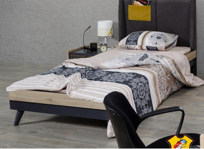 Bett Holz Betten Bettgestell Jugendzimmer Kinderzimmer Schwarz Einzelbett