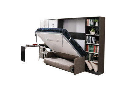 Schrank Bett mit Sofa Polster Wand Schränke Schlaf Bett klapp Möbel + Couch Neu