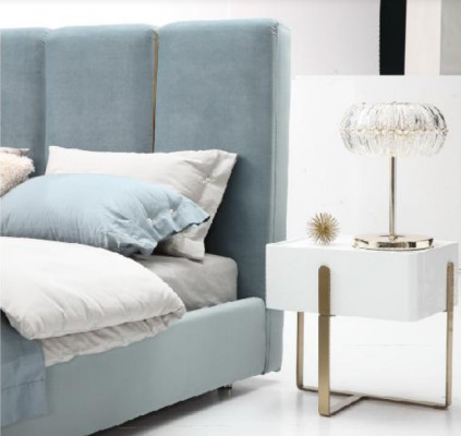 Designer Bett Blau 180x200 Schlafzimmer Betten Textil Hotel Luxus Polster Sitz