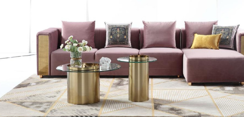 Ecksofa L-Form Couchtisch Polster Ecke Wohnzimmer Luxus Möbel Sofa Couch 3tlg