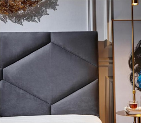 Schlafzimmer Set Bett + 2x Nachttische 3tlg. Nachttisch Möbel Luxus Hotel Samt