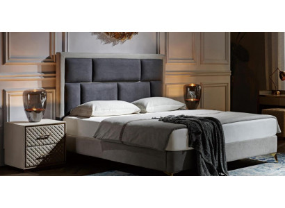 Schlafzimmer 3 tlg. Set Bett 2x Nachttisch Konsole Betten Doppel Polster Hotel