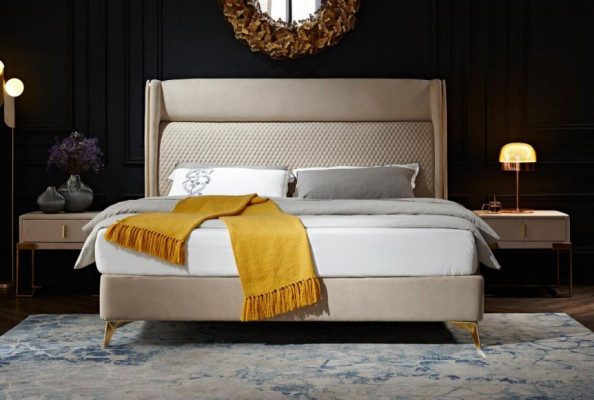 Bett 2x Nachttisch 3 tlg. Schlafzimmer Set Designer Hotel Garnitur Betten Neu