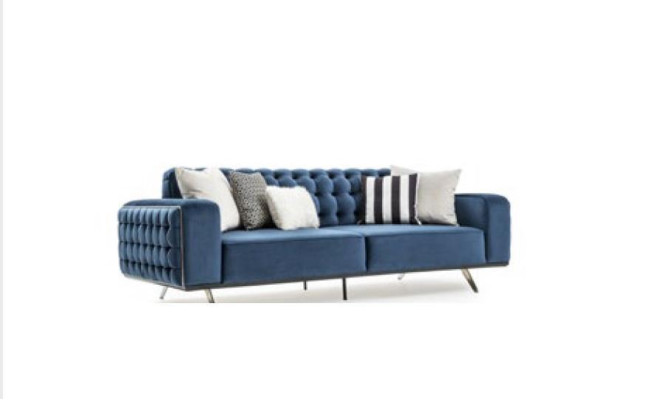 Klassische Chesterfield Dreisitzer Möbel Sofa Luxus Couchen Blau 3 Sitz Sofas