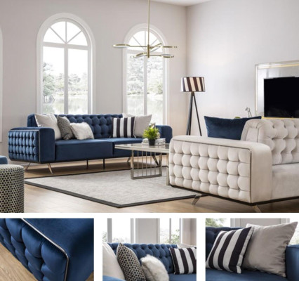 Luxus Wohnzimmer Sofa 2 Sitz Zweisitzer Weiß Couch Chesterfield Couchen Neu