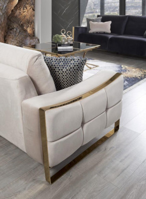 Klassische Sofa 3 Sitz Design Wohnzimmer Polster Holz Polster Moderne Luxus Weiß