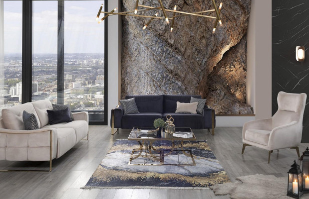 Klassische Sofa 3 Sitz Design Wohnzimmer Polster Holz Polster Moderne Luxus Weiß