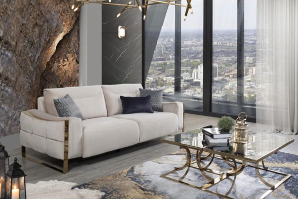 Klassische Sofa 3 Sitz Design Wohnzimmer Polster Holz Polster Moderne Luxus Weiß