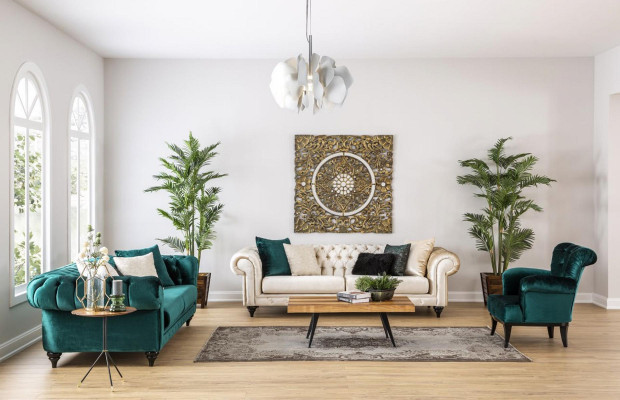 Klassische Chesterfield Dreisitzer Möbel Sofa Luxus Couchen Grün 3 Sitz Sofas