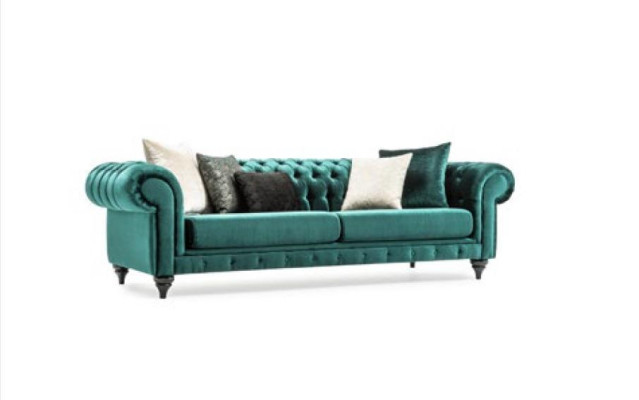 Klassische Chesterfield Dreisitzer Möbel Sofa Luxus Couchen Grün 3 Sitz Sofas
