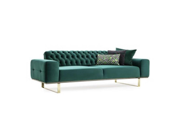 Luxus Wohnzimmer Sofa 2 Sitz Zweisitzer Grün Couch Chesterfield Couchen Neu