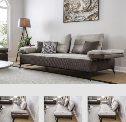 Luxus Dreisitzer Moderne Couch Möbel Grau Couchen Klassische Sofas Stoff Textil