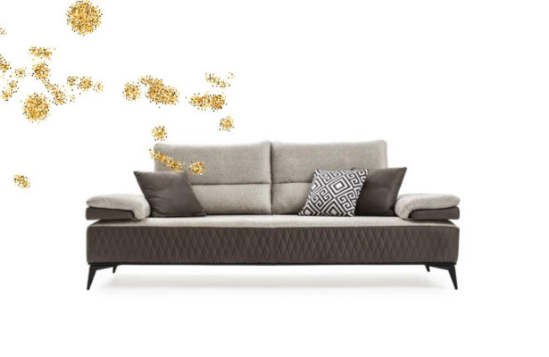 Luxus Dreisitzer Moderne Couch Möbel Grau Couchen Klassische Sofas Stoff Textil