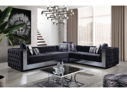 Schwarz Chesterfield Polstersofa Sofa Ecksofa Garnitur Polster Luxus Ecke Sofas