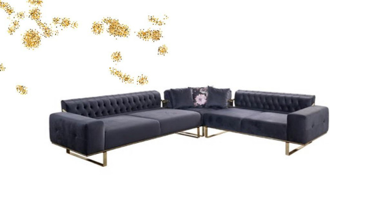 Ecksofa Couch Polster Möbel Garnitur Chesterfield Eckgarnitur Sofa Stoff