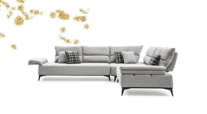 Ecksofa L Form Sofa Couch Design Couchen Polster Textil Neu Eck Garnitur Grau