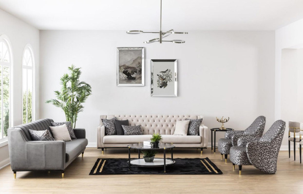 Klassische Grau Sofa 3 Sitz Sofas Sitz Design Couch Dreisitzer Luxus Möbel Stil