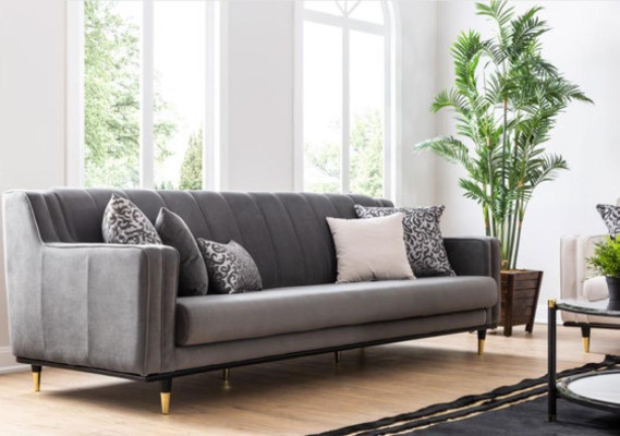 Klassische Grau Sofa 3 Sitz Sofas Sitz Design Couch Dreisitzer Luxus Möbel Stil
