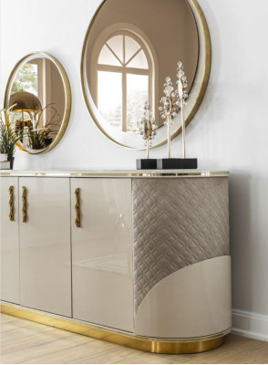 Esszimmer Set 10tlg. Garnitur Luxus Tisch 6x Stuhl Anrichte Spiegel Möbel Holz