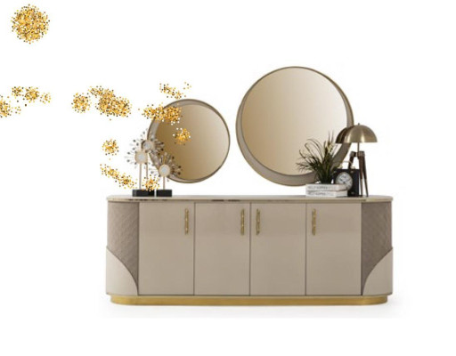 Esszimmer Set 10tlg. Garnitur Luxus Tisch 6x Stuhl Anrichte Spiegel Möbel Holz