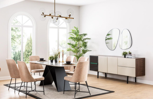 Essgarnitur Essgruppe Möbel Gruppe Esszimmer Esstisch 6x Stuhl Garnitur 7tlg