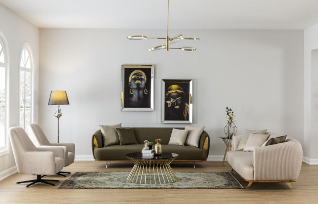 Luxus Sofa 3-Sitzer Stoff Wohnzimmer Modernes Design Sofas Polster Couchen